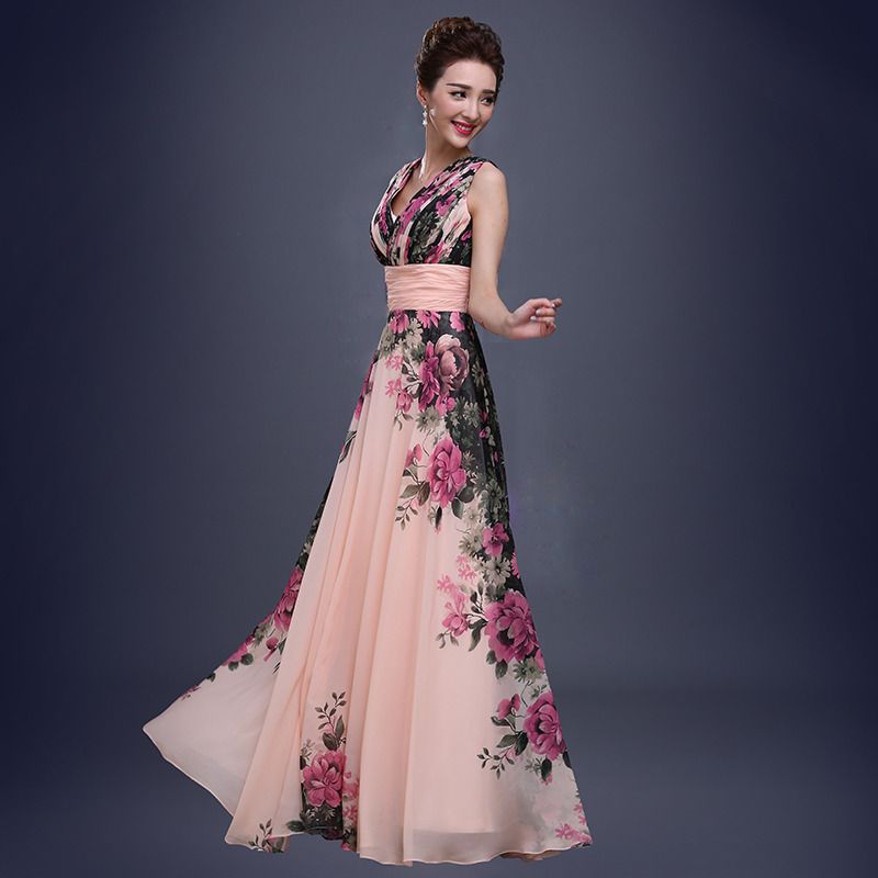 V Neck Multicolor Chiffon Formal Evening Prom Party Dress Ballgown Lace ...