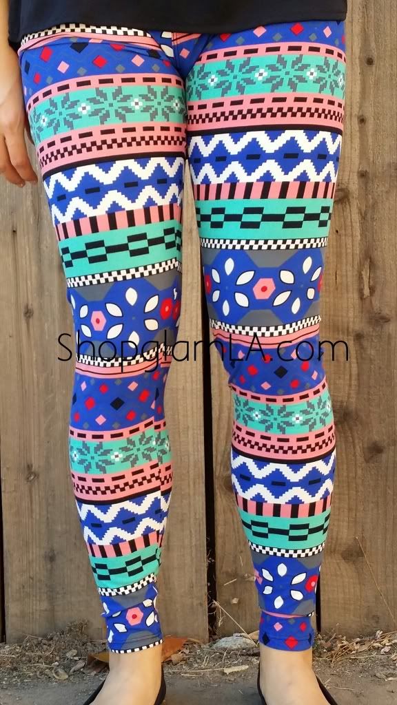 Aztec Tribal Chevron Multi Print High Waist Soft Knitted Leggings ...