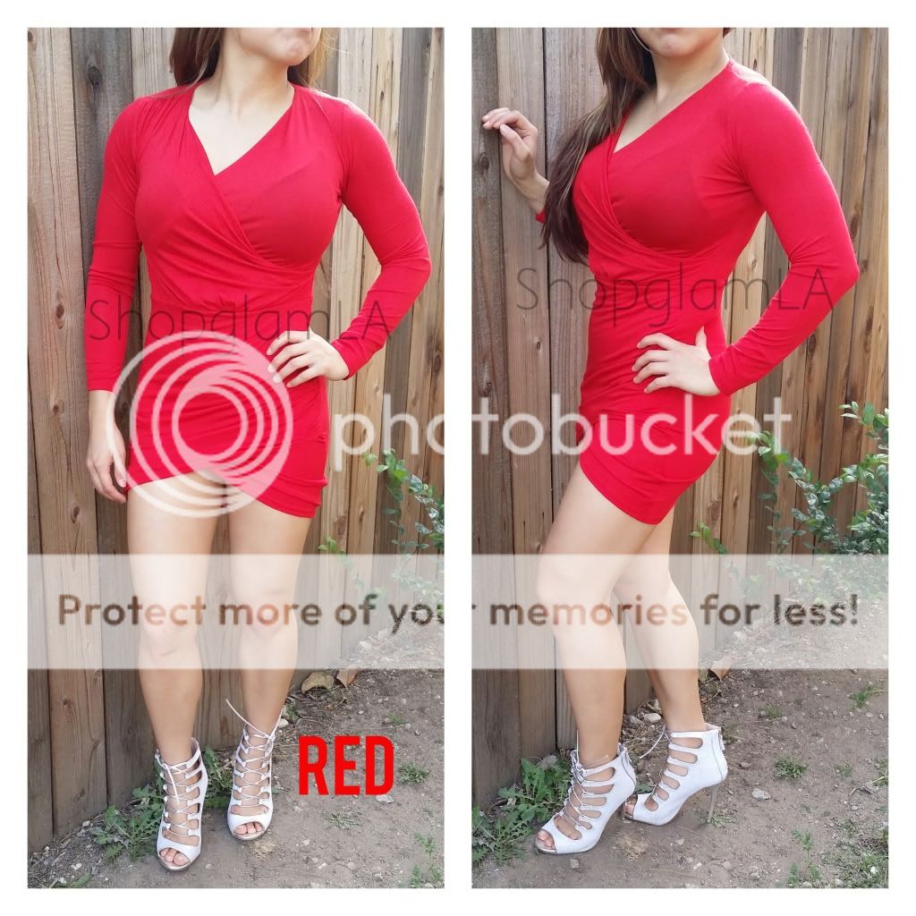 solid surplice wrap jersey draped skirt tulip hem long sleeves