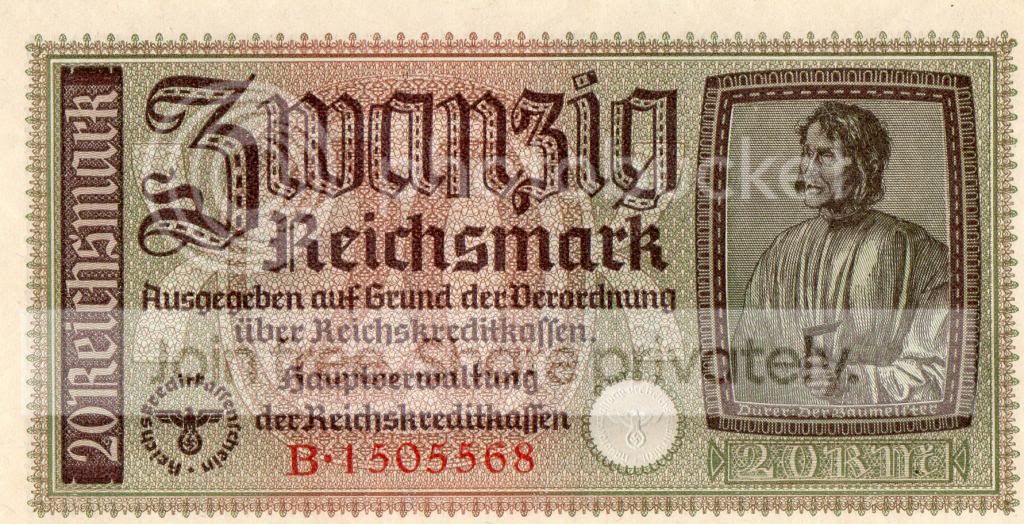 20 reichsmarck 1940 territoires occupes spl